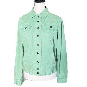 Lucky Brand Trucker Denim Jacket Medium Mint Green Sabrina Cotton Spring Pastel